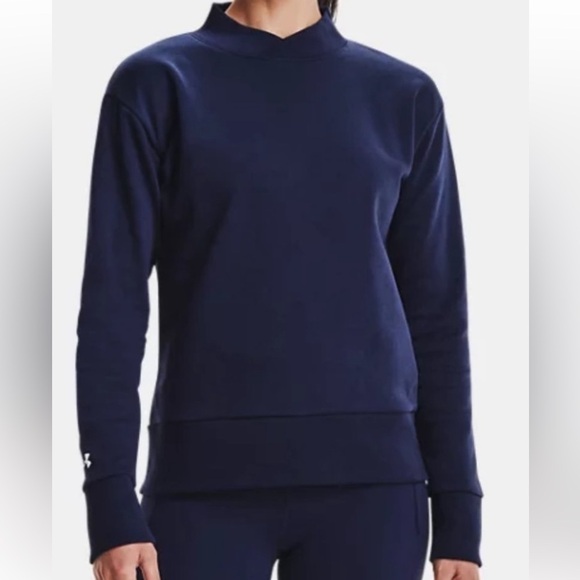 Under Armour Women’s Navy Blue Stadium Crewneck Pullover Sweatshirt Size XS - Picture 4 of 8